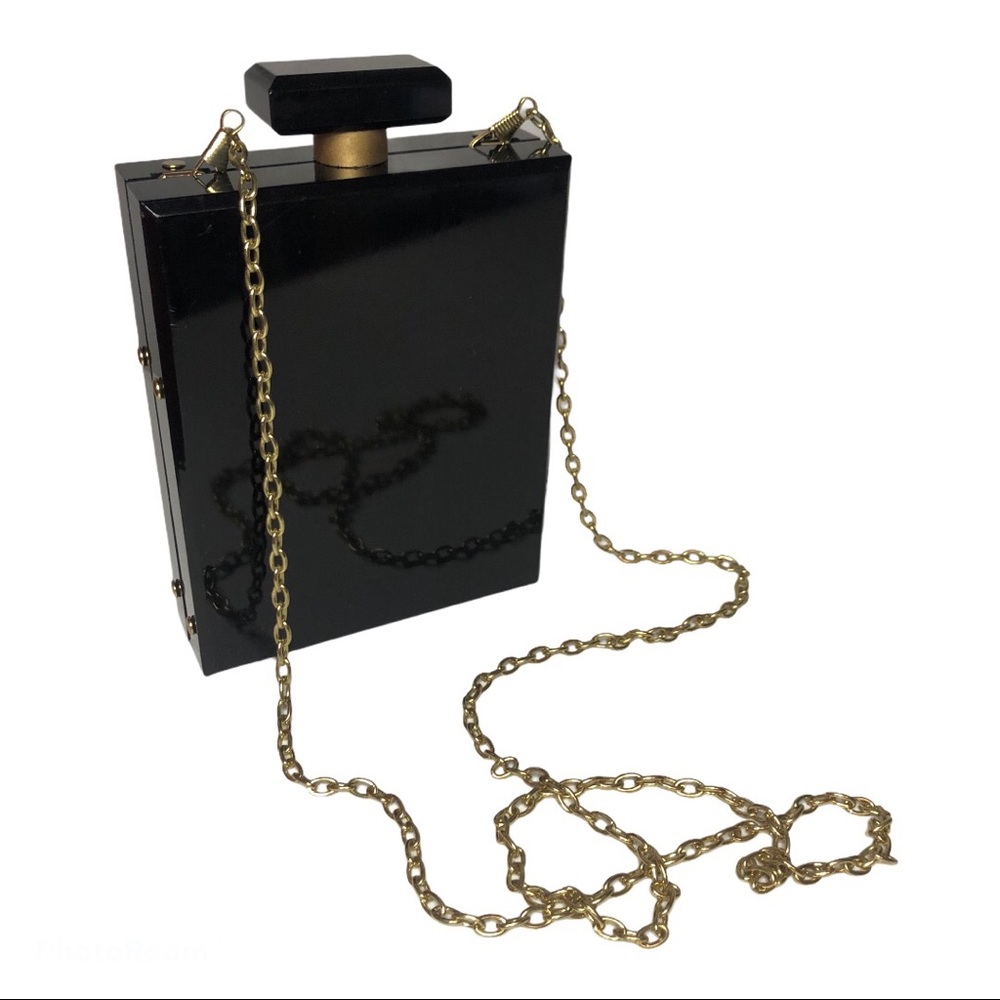 Black acrylic perfume crossbody purse